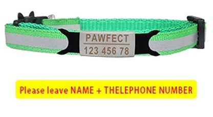 Reflective Cat Safety Buckle Collar Adjustable Custom Personalized ID Free Engraving Nylon Puppy Kittens Necklace