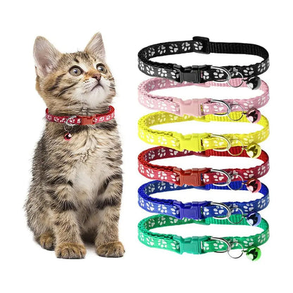 New Cute Bell Collar for Cats Dog Collar Teddy Bomei Dog Cartoon Funny Footprint Collars Leads Cat Accessories Animal Goods