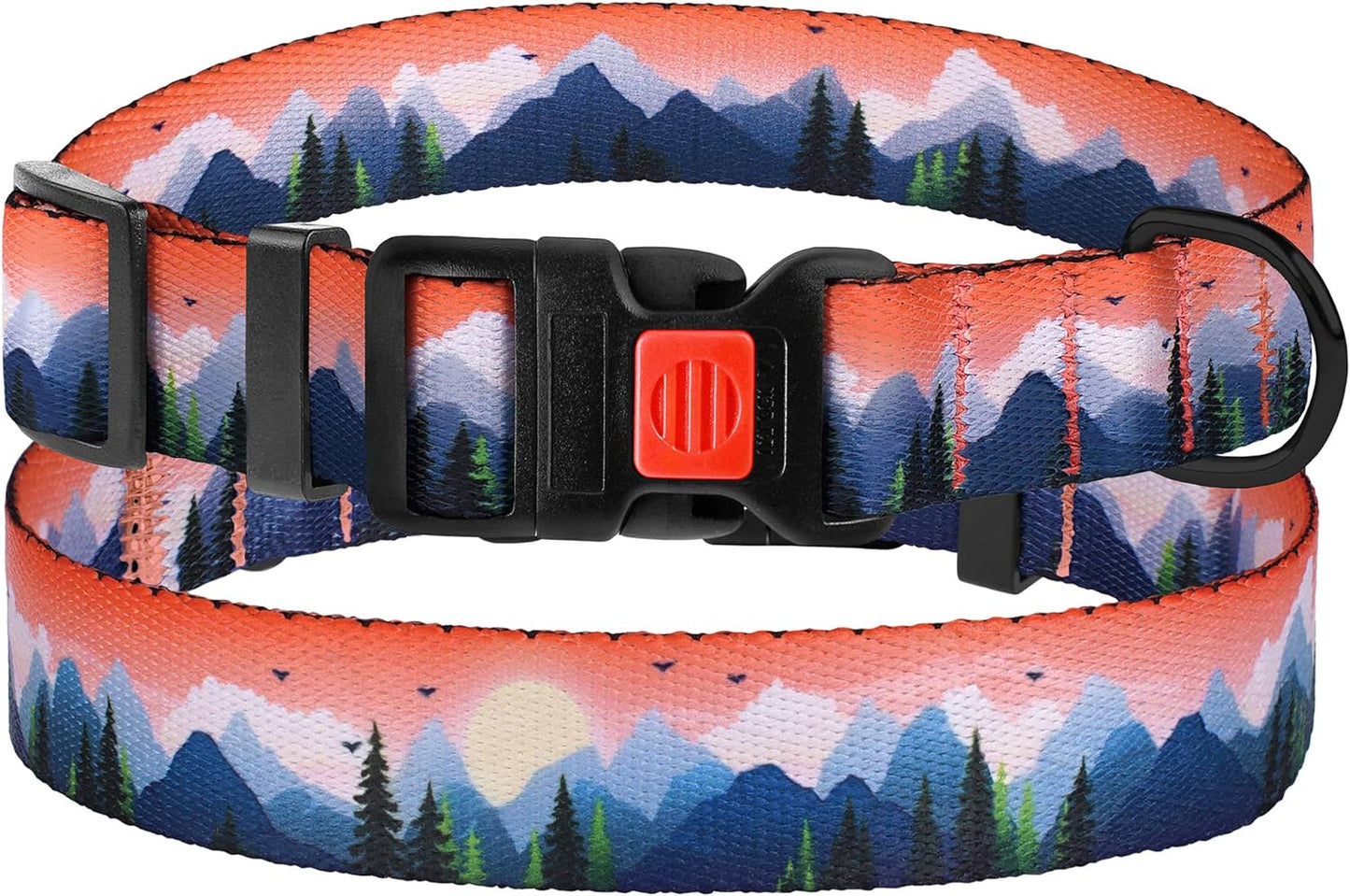 Print Dog Collar Nylon Pattern Adjustable Nature Pet Collars for Dogs Small Medium Large Puppy (Mountains, Neck Fit 10"-13")