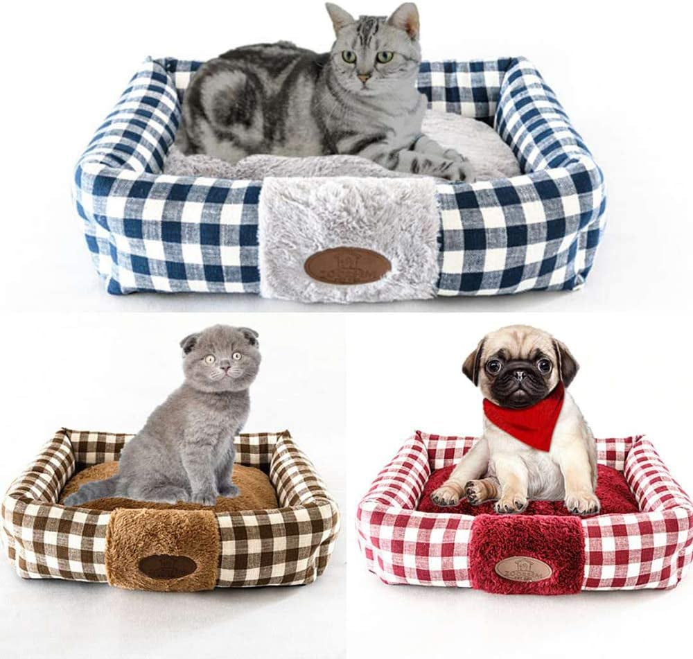 Large Cat Beds for Indoor Cats, Plush Soft Pet Bed, Indoor Cat Beds & Dog Beds, Rectangle Cushion Bed Pet Supplies, Machine Washable, Slip-Resistant Bottom