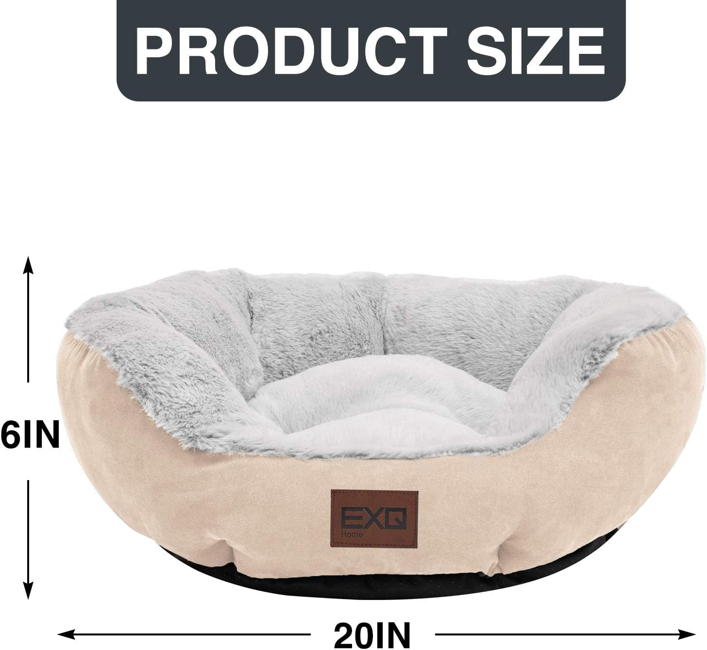 Soft Cat Beds for Indoor Cats,Fluffy Calming Cat Bed with Slip-Resistant Bottom,Plush round Dog Beds for Small Dogs,20 Inch Kitten Bed Machine Washable Pet Beds for Small Dogs