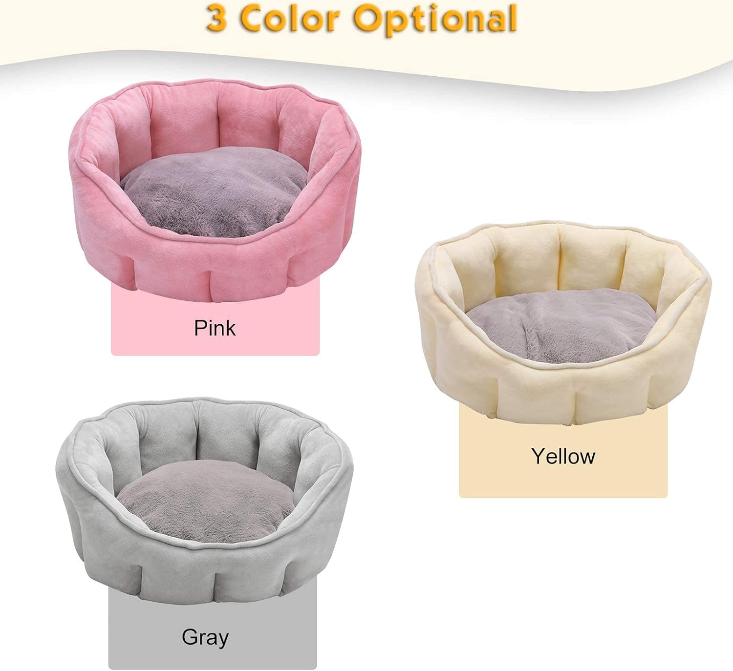 Cat Bed, Pet Beds for Small Dogs, Dog Bed for Small Dogs, Cat House, round Cat Bed, Washable Pet Beds for Puppy and Kitties with Slip-Resistant Bottom 18 Inch Pink